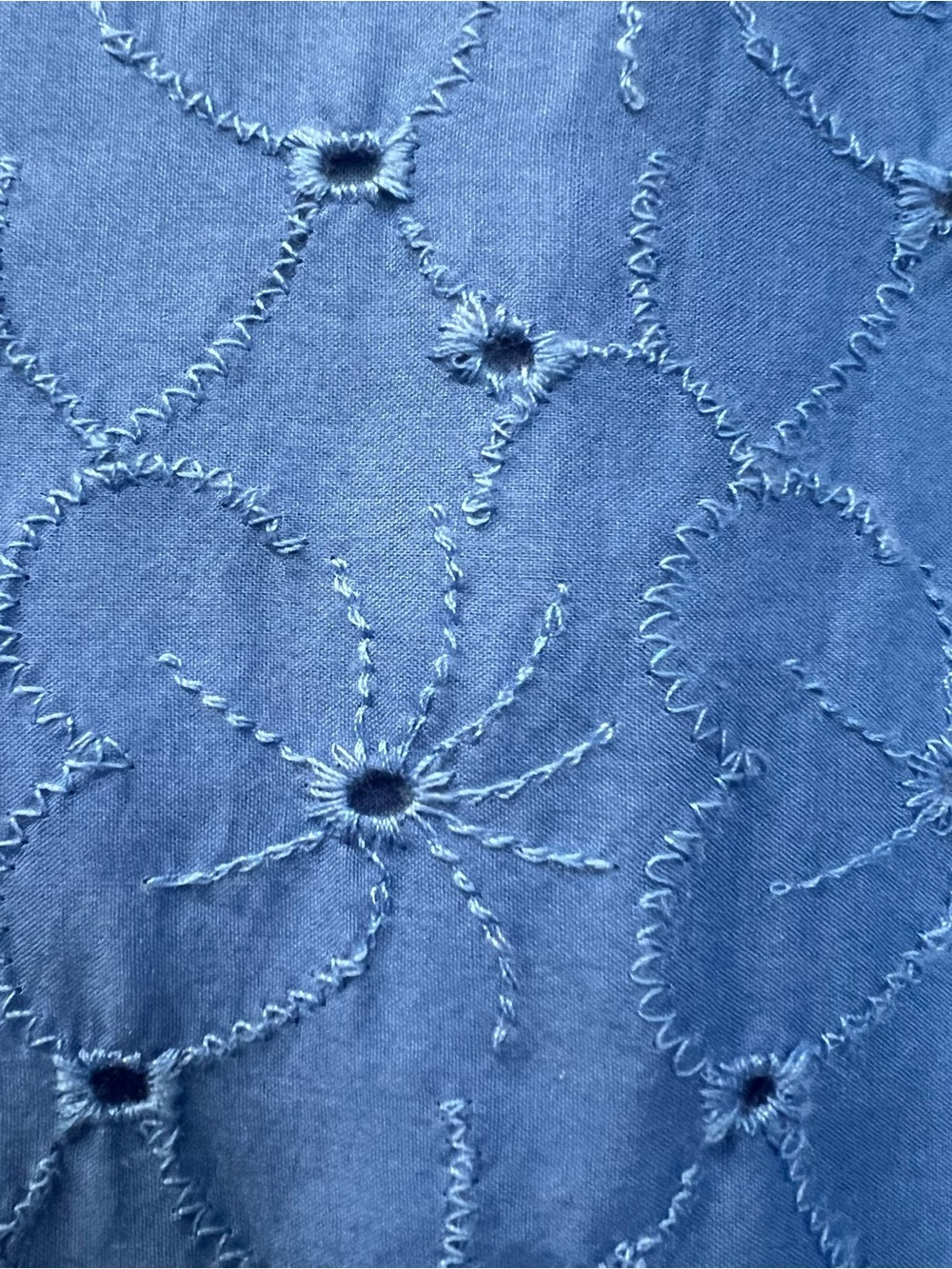 J. Crew Eyelet Shirt Dress Classic Button-Front Long Sleeve Women’s Dress Blue 6 - Picture 4 of 10